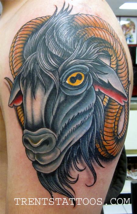 Trent Edwards - goat head tattoo